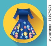 Blue flower dress icon vector Flat style