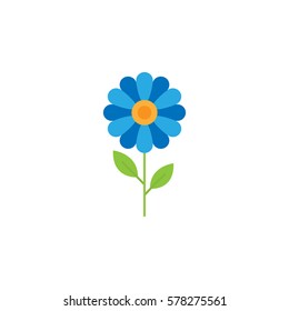 Blue Flower flat icon, plant & nature, chamomile sign, a colorful solid pattern on a white background, eps 10.