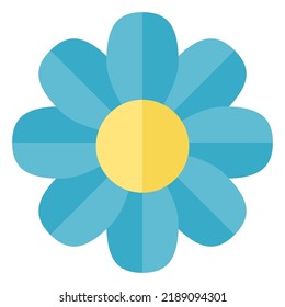 Blue flower. Flat style. Bloom vector illustration isolated on white background.
