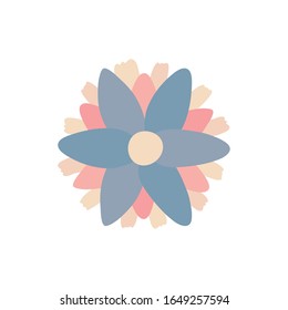Blue flower flat style icon design, floral nature plant ornament garden decoration and botany theme Vector illustration