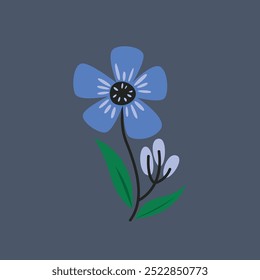 Blue flower in flat vector design.