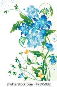 Blue  flower. Floral background.