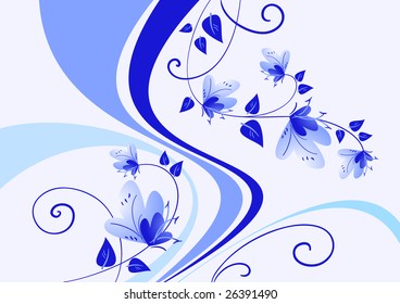  flor azul. Vector de fondo floral