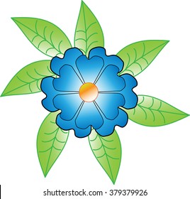 Blue flower with green leaves