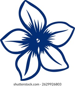 Blue Flower. Hand Drawn Floral. Floral Vector Design Element for Valentine's Day, Birthday, New Year, Christmas Card, Wedding Invitation,Sale Flyer.