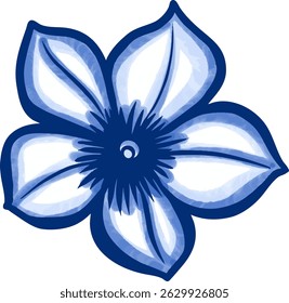 Blue Flower. Hand Drawn Floral. Floral Vector Design Element for Valentine's Day, Birthday, New Year, Christmas Card, Wedding Invitation,Sale Flyer.