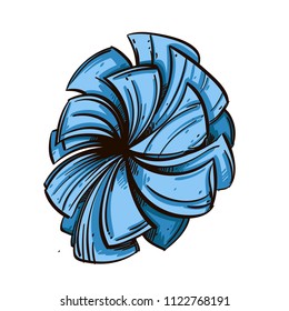 Blue flower in hand drawn style. Decorative floral element for greeting cards, invitations and much more. Vector illustration isolated on white background.