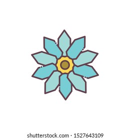 blue flower icon design, floral nature plant ornament garden decoration and botany theme Vector illustration