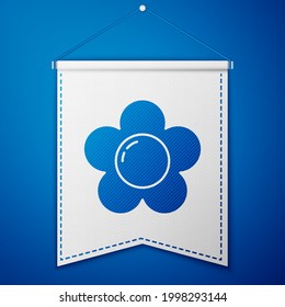 Blue Flower icon isolated on blue background. White pennant template. Vector Illustration