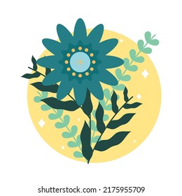 blue flower icon on white background