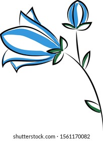 Blue flower, illustration, vector on white background.