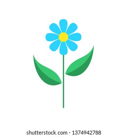 Blue flower isolated on white background. Vector illustration.