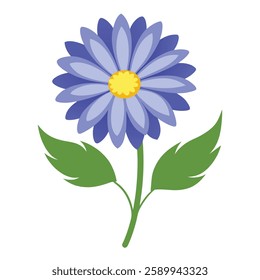 blue flower with leaf vector illustration 