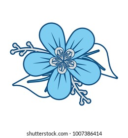 blue flower with leaves   design