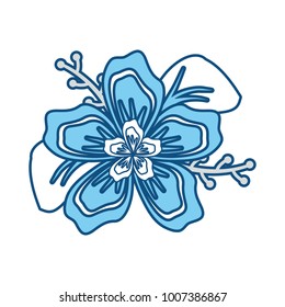 blue flower with  leaves  design