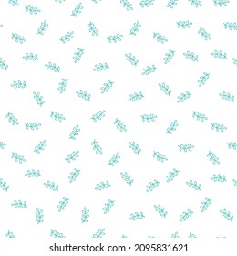 Blue flower leaves seamless pattern.