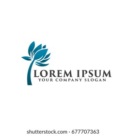 blue flower logo design concept template