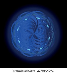blue flower made of fiber optic wires, abstract volumetric pattern ornament 