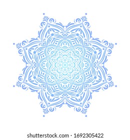 Blue flower mandala. Vector anti-stress therapy round pattern for coloring book. Blue mandala on white background. Floral ornament for relax, coloring book, tattoo