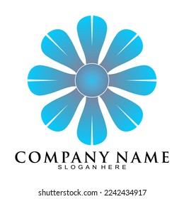 Blue flower modern vector logo