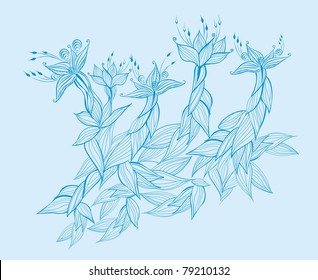 Blue flower on blue background