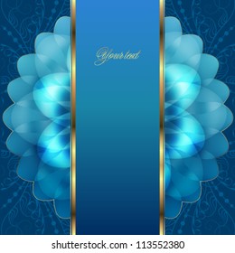 Blue flower on blue festive background