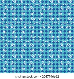 Flor azul en un patrón sin costuras cuadrado gris. Decorativo colorido elegante y romántico patrón sin costuras con flores para la decoración, papel pintado, tela. Textura abstracta de la moda. Ilustración del vector