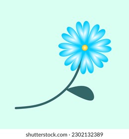 A blue flower on a green background