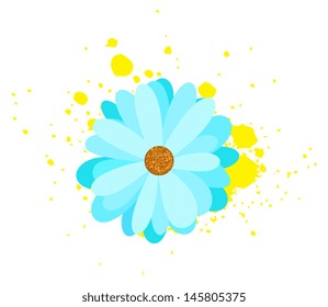 Blue Flower on Ink Splash