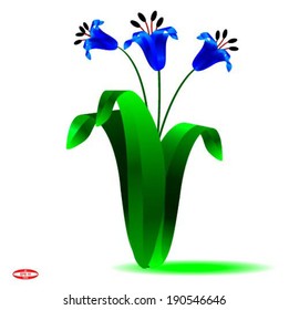 blue flower on white background vector