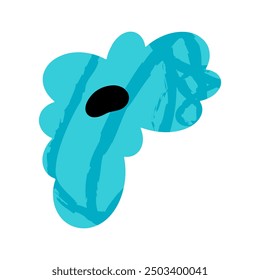 Blue flower on white background. Trendy flat style. Hand drawn. Doodle. Kids illustration