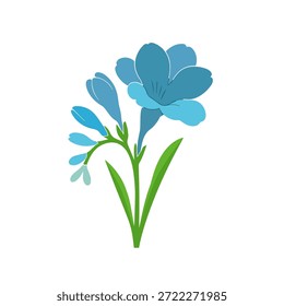 Flor azul sobre un fondo blanco. Dibujado a mano. IA no, Ilustración vectorial.