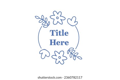 Blue flower outline background template isolated on white 