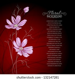 Blue flower over brown background. Vector illustration, contains transparencies, gradients and effects.