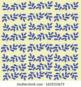 Blue flower pattern arranged on a yellow background