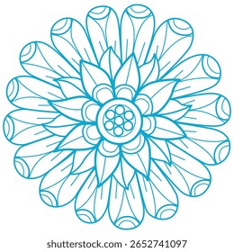Blue flower pattern hand drawn for adult coloring book