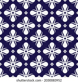 Blue flower pattern, Indigo seamless wallpaper, vintage floral background for design ceramic, chinaware, pottery, earthenware, mosaic, texture, indigo, textile, batik, tiles, tiled, mosaic, vector