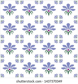 Blue flower pattern on white background