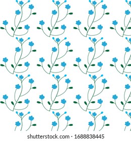 Blue Flower Pattern on white background