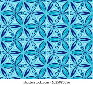 blue flower pattern vector illustration. arabesque, turkish ornament. graphic floral eastern seamless pattern. flower of life mandala, oriental vintage background