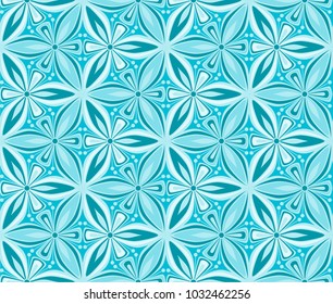 blue flower pattern vector illustration. arabesque, turkish ornament. graphic floral eastern seamless pattern. flower of life mandala, oriental vintage background