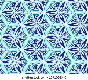 blue flower pattern vector illustration. arabesque, turkish ornament. graphic floral eastern seamless pattern. flower of life mandala, oriental vintage background