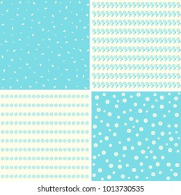 Blue Flower Patterns. Abstract floral vector Backgrounds.