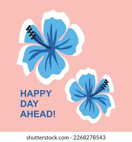 blue flower with peach background