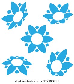Blue flower perspective view icons