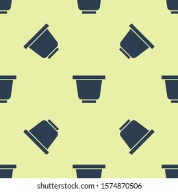 Blue Flower pot icon isolated seamless pattern on yellow background.  Vector Illustration