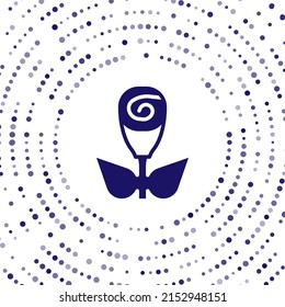 Blue Flower rose icon isolated on white background. Abstract circle random dots. Vector
