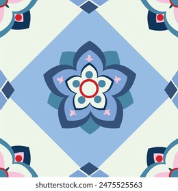 Blue flower seamless design by vector illustration for all print exotic wallpaper ,fabric,textile and paper.