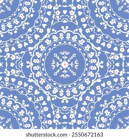 Blue Flower Seamless Fabric Deisgn