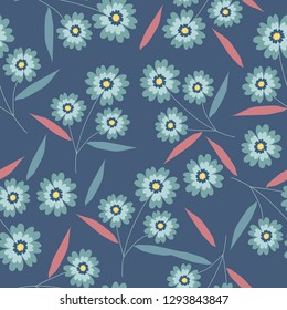 blue flower seamless pattern